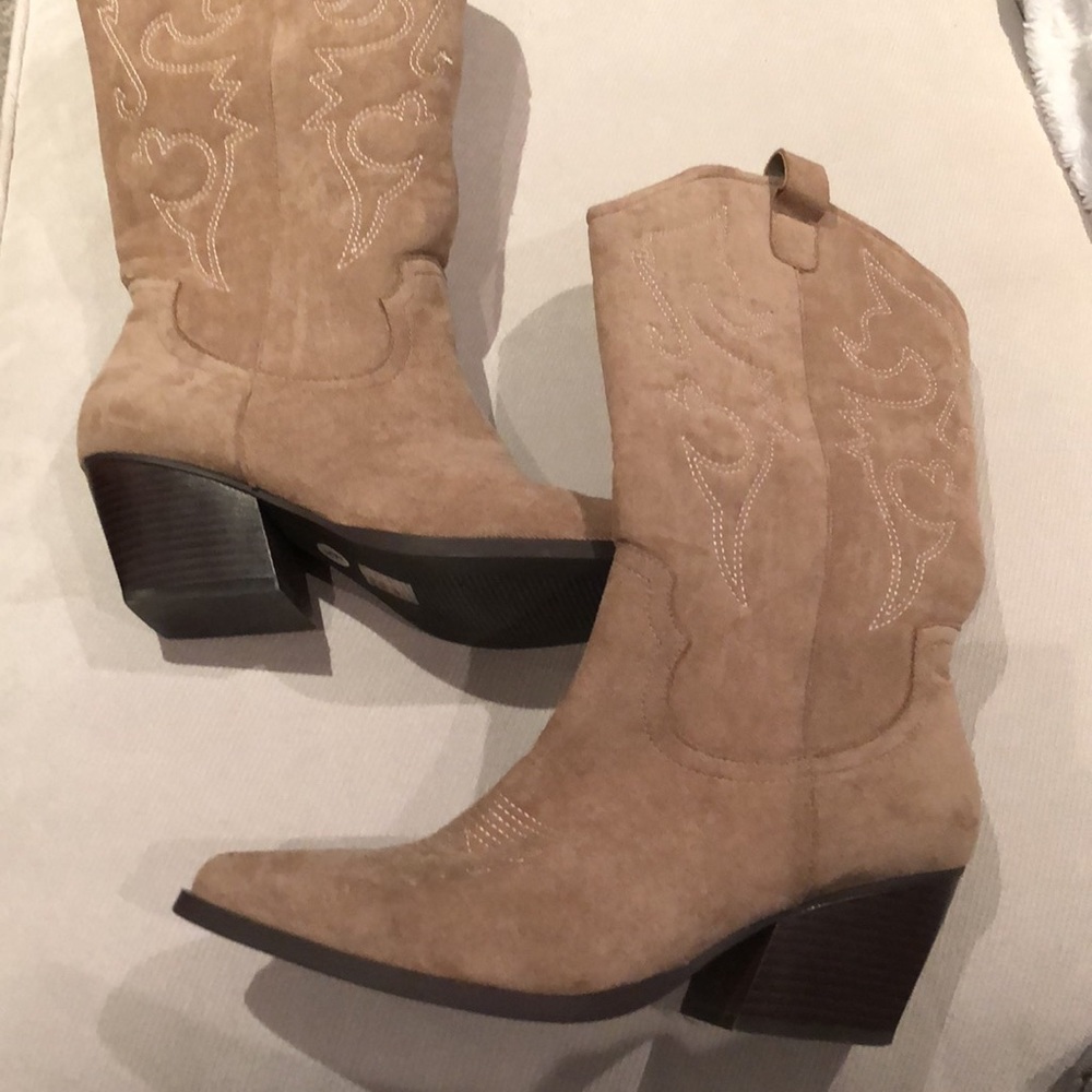 Krush cowboy boots western style fabric faux suede in 8.5